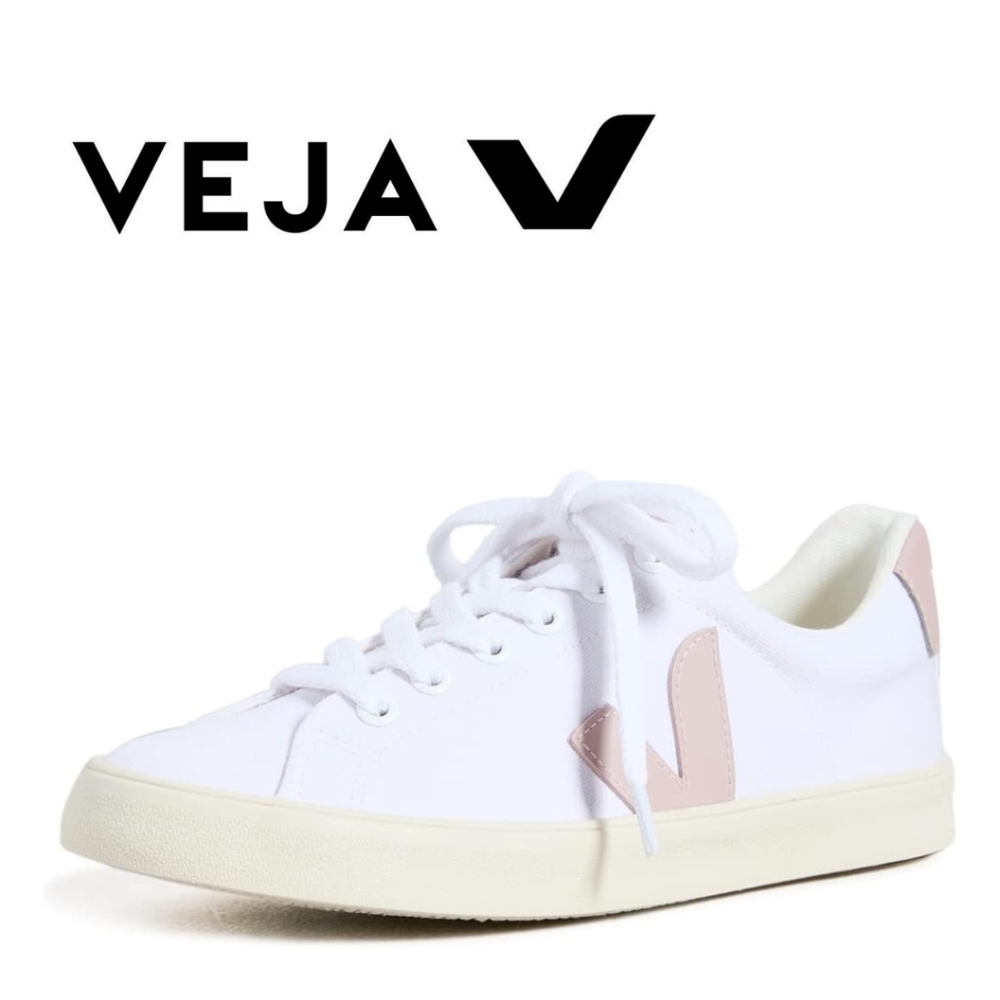 New!! VEJA - Women's Esplar Sneakers, White/Babe, Size 5 - Picture 1 of 7